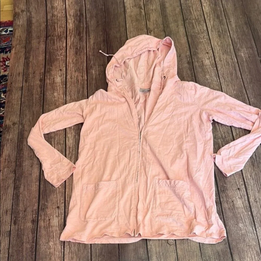 J. Jill Coral Light Weight 100% Cotton Hooded Jacket Sz S.